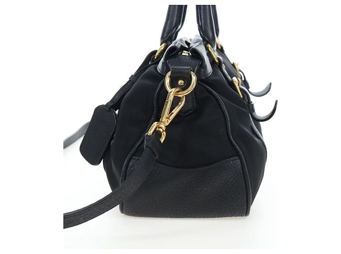 Borsa PRADA in Nylon e Pelle 2way Nera Oro Autentica 191870V Nero D'oro - vista 3
