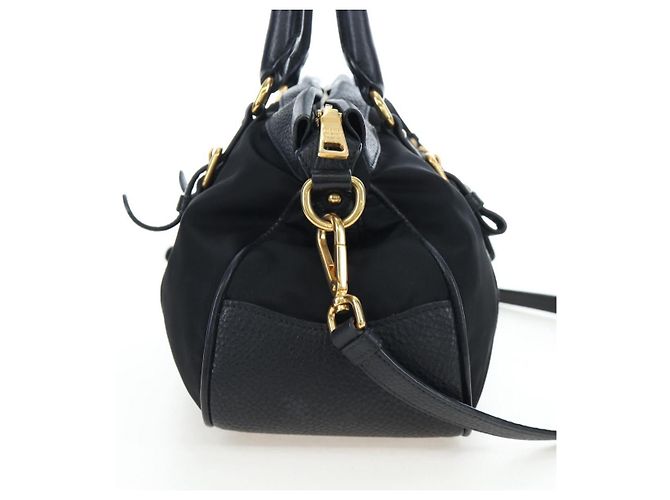 Borsa PRADA in Nylon e Pelle 2way Nera Oro Autentica 191870V Nero D'oro - vista 4