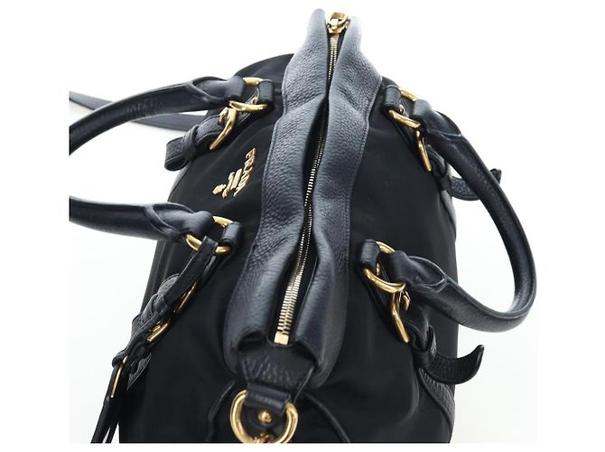 Borsa PRADA in Nylon e Pelle 2way Nera Oro Autentica 191870V Nero D'oro - vista 6