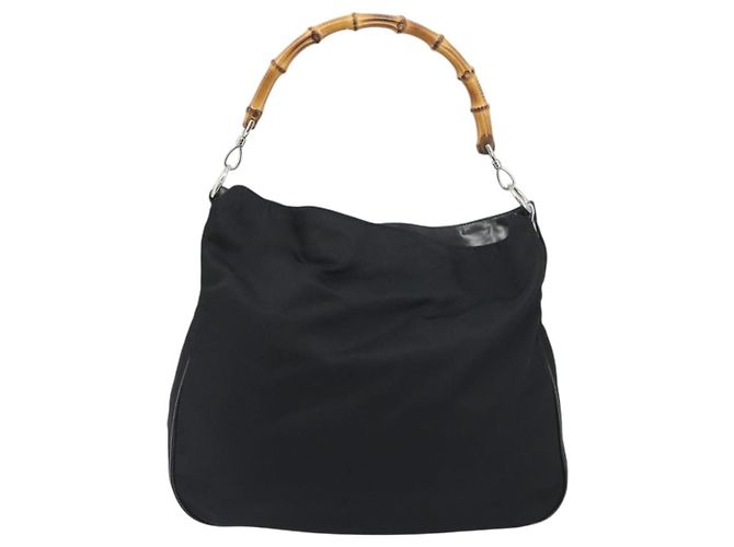Borsa GUCCI Bamboo Nylon Nero Argento 001 1998 1577 Auth bs36284 - vista 13