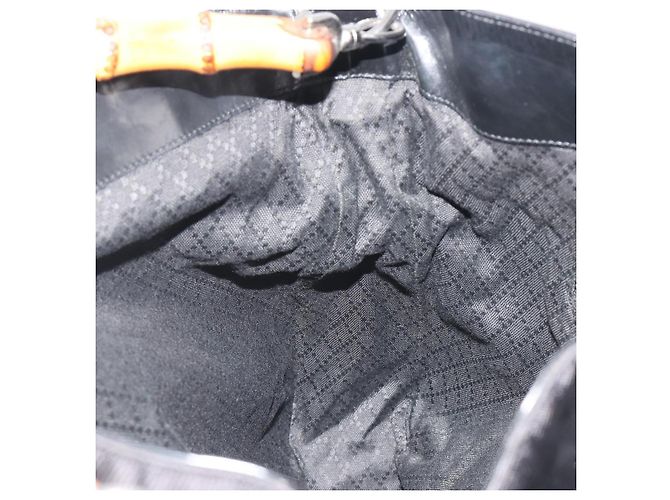 Borsa GUCCI Bamboo Nylon Nero Argento 001 1998 1577 Auth bs36284 - vista 18