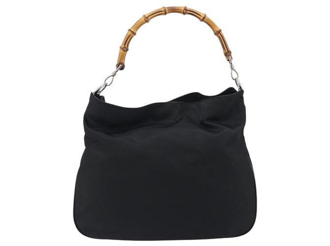 Borsa GUCCI Bamboo Nylon Nero Argento 001 1998 1577 Auth bs36284 - vista 2