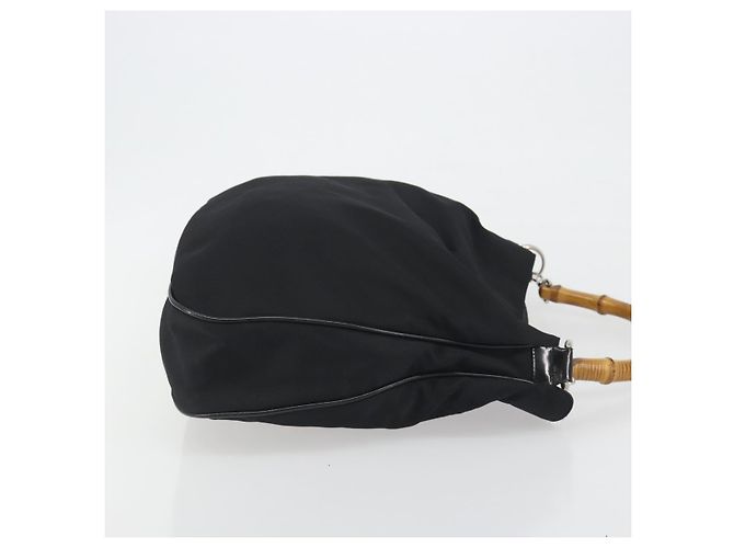 Borsa GUCCI Bamboo Nylon Nero Argento 001 1998 1577 Auth bs36284 - vista 3