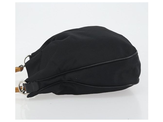 Borsa GUCCI Bamboo Nylon Nero Argento 001 1998 1577 Auth bs36284 - vista 4