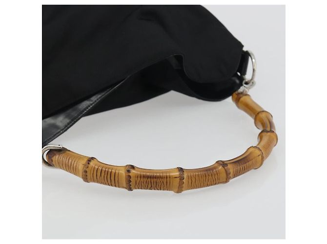 Borsa GUCCI Bamboo Nylon Nero Argento 001 1998 1577 Auth bs36284 - vista 7