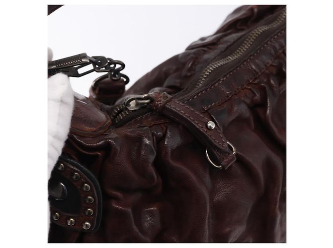 Miu Miu Shoulder Bag Leather 2way Brown Auth 192700A - view 20