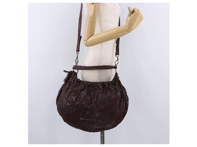 Miu Miu Shoulder Bag Leather 2way Brown Auth 192700A - view 28