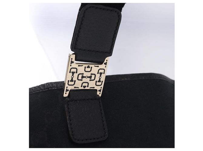 Borsa GUCCI GG Canvas Nera Oro 145810 Auth 193556A Nero D'oro - vista 10