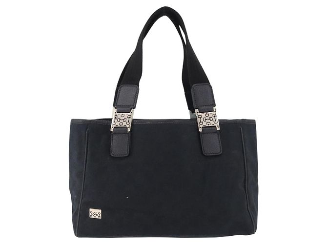 Borsa GUCCI GG Canvas Nera Oro 145810 Auth 193556A Nero D'oro - vista 13