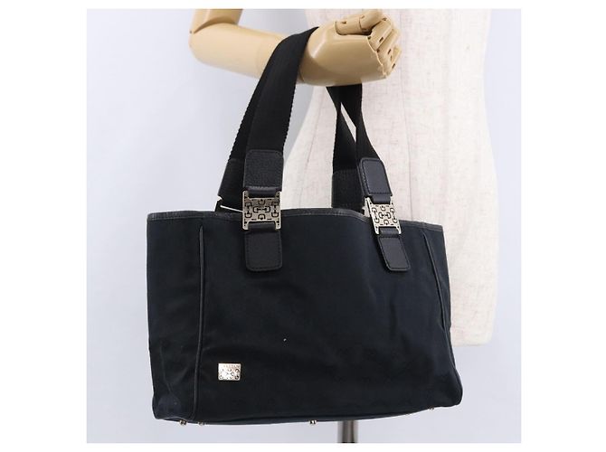 Borsa GUCCI GG Canvas Nera Oro 145810 Auth 193556A Nero D'oro - vista 22