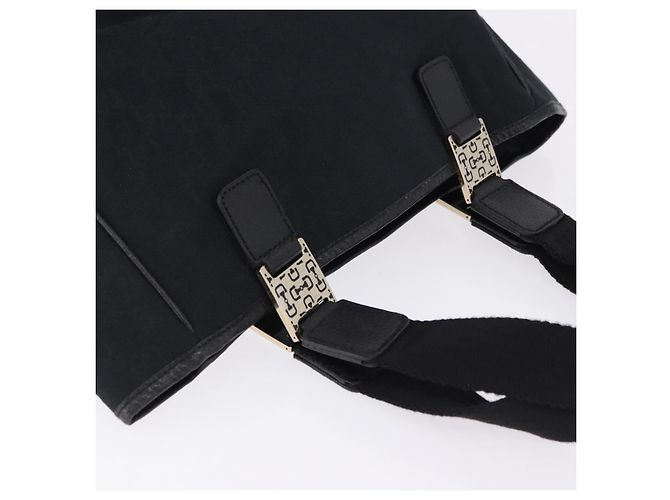 Borsa GUCCI GG Canvas Nera Oro 145810 Auth 193556A Nero D'oro - vista 6