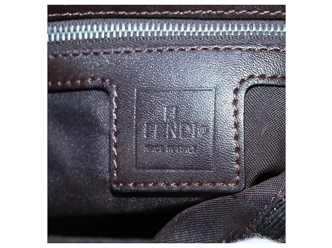 FENDI Zucca Canvas Mamma Baguette Borsa a tracolla Marrone Nero Auth 192220V - vista 21