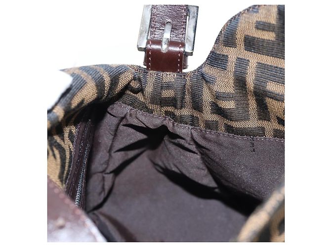 FENDI Zucca Canvas Mamma Baguette Borsa a tracolla Marrone Nero Auth 192220V - vista 23