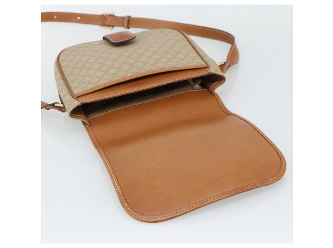 Céline Borsa a Spalla CELINE Macadam Canvas PVC Beige Oro Auth 193056 D'oro - vista 10
