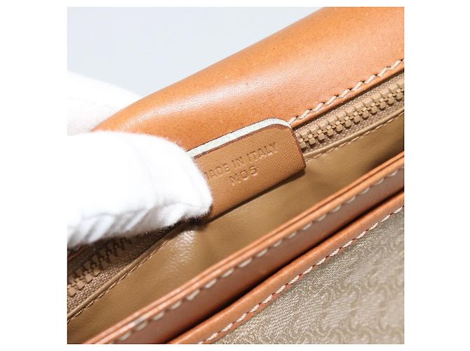 Céline Borsa a Spalla CELINE Macadam Canvas PVC Beige Oro Auth 193056 D'oro - vista 12