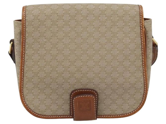 Céline Borsa a Spalla CELINE Macadam Canvas PVC Beige Oro Auth 193056 D'oro - vista 13