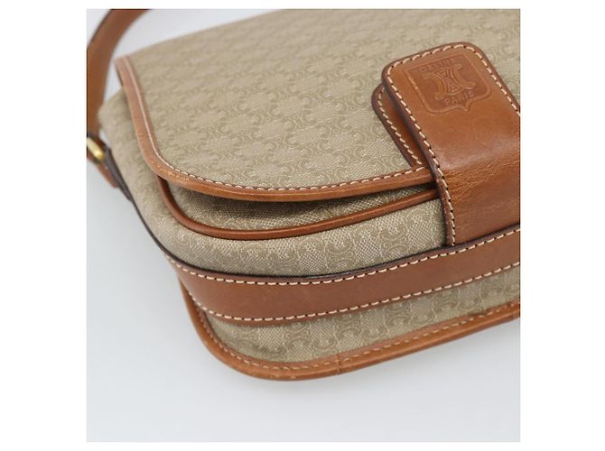 Céline Borsa a Spalla CELINE Macadam Canvas PVC Beige Oro Auth 193056 D'oro - vista 14