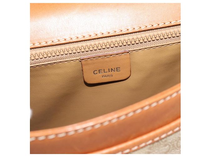Céline Borsa a Spalla CELINE Macadam Canvas PVC Beige Oro Auth 193056 D'oro - vista 18