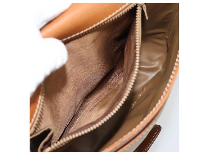 Céline Borsa a Spalla CELINE Macadam Canvas PVC Beige Oro Auth 193056 D'oro - vista 22