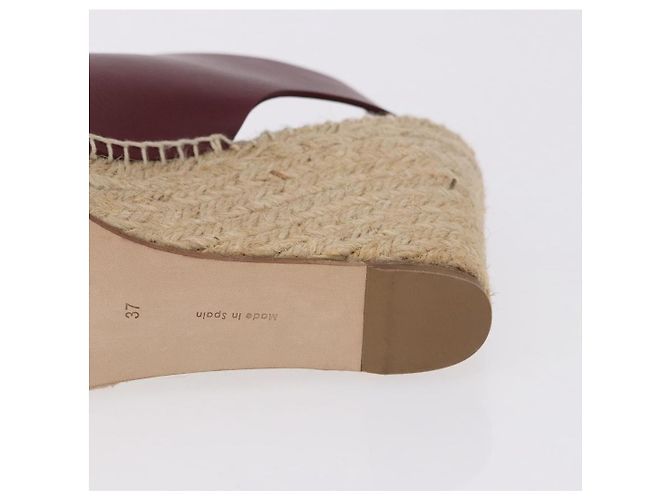 Céline Sandali CELINE in rafia con suola a zeppa EU37 Beige Bordeaux Auth ar14143M Bordò - vista 10