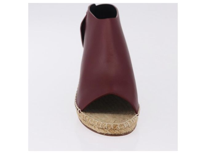Céline Sandali CELINE in rafia con suola a zeppa EU37 Beige Bordeaux Auth ar14143M Bordò - vista 11