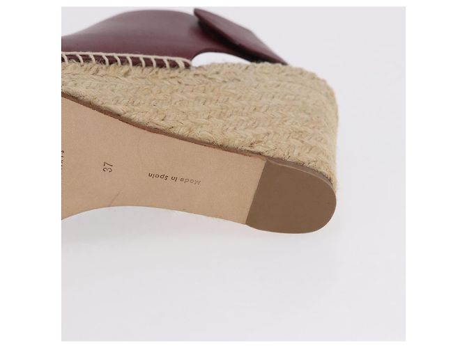 Céline Sandali CELINE in rafia con suola a zeppa EU37 Beige Bordeaux Auth ar14143M Bordò - vista 25