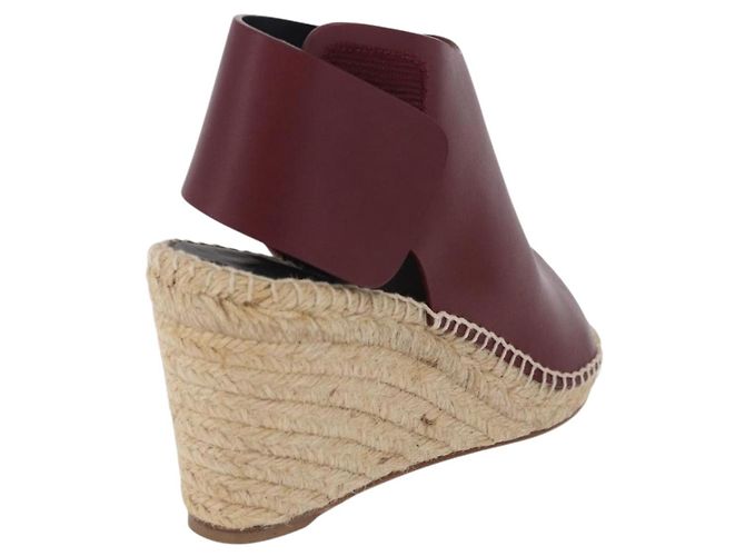 Céline Sandali CELINE in rafia con suola a zeppa EU37 Beige Bordeaux Auth ar14143M Bordò - vista 3