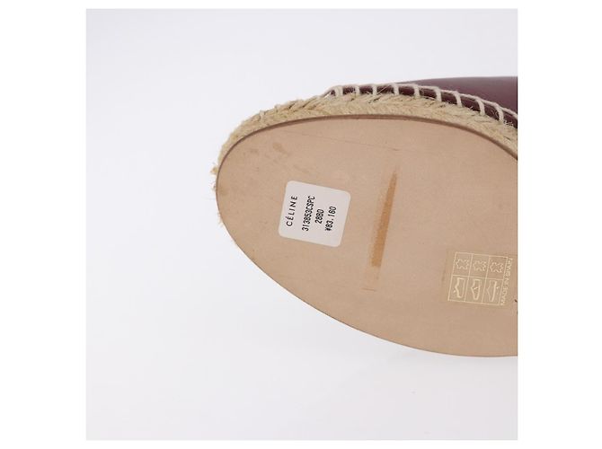 Céline Sandali CELINE in rafia con suola a zeppa EU37 Beige Bordeaux Auth ar14143M Bordò - vista 8