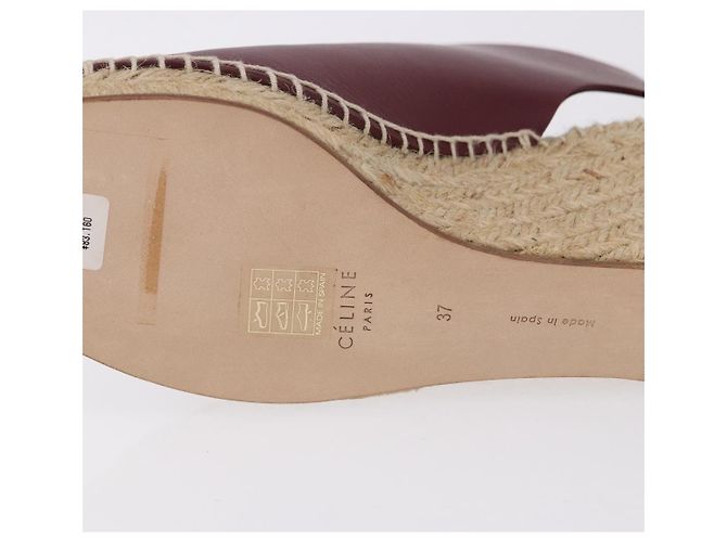 Céline Sandali CELINE in rafia con suola a zeppa EU37 Beige Bordeaux Auth ar14143M Bordò - vista 9