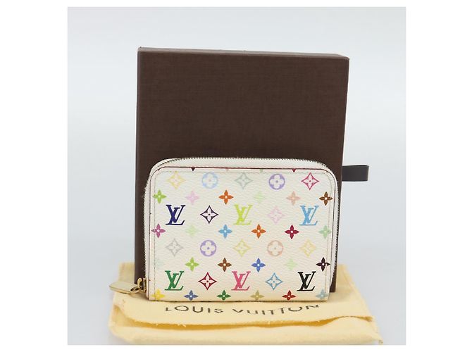 LOUIS VUITTON Monogram Multicolor Zippy Coin Purse White M93741 LV Auth ki6756V Bianco - vista 12
