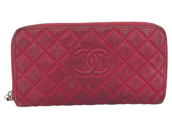 CHANEL Matelassé Long Wallet Lammfell Rosa Silber CC Auth 193166 Pink - Ansicht 13