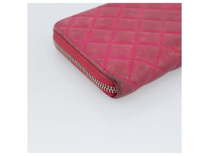 CHANEL Matelassé Long Wallet Lammfell Rosa Silber CC Auth 193166 Pink - Ansicht 16