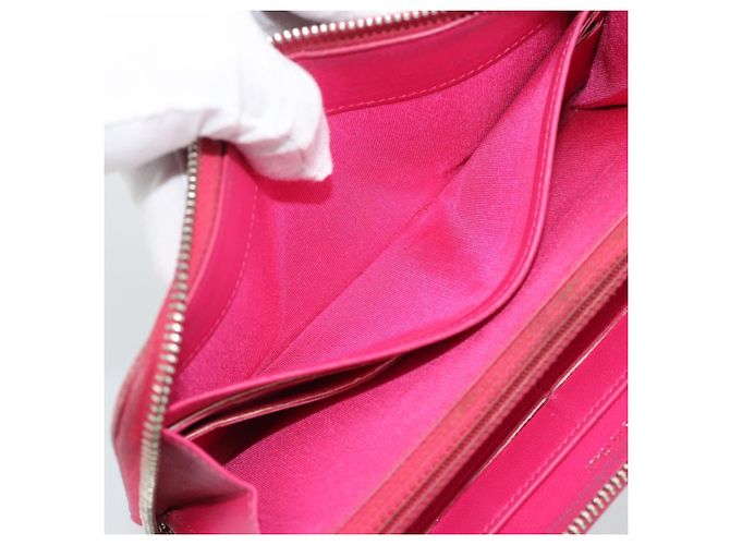 CHANEL Matelassé Long Wallet Lammfell Rosa Silber CC Auth 193166 Pink - Ansicht 18