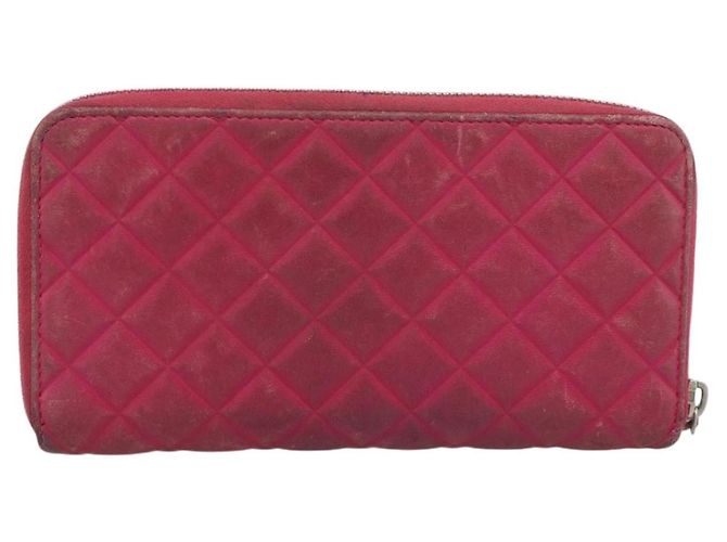 CHANEL Matelassé Long Wallet Lammfell Rosa Silber CC Auth 193166 Pink - Ansicht 2