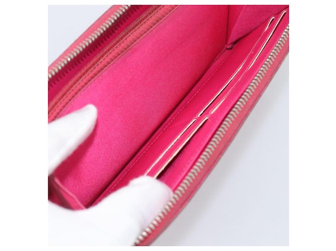 CHANEL Matelassé Long Wallet Lammfell Rosa Silber CC Auth 193166 Pink - Ansicht 21