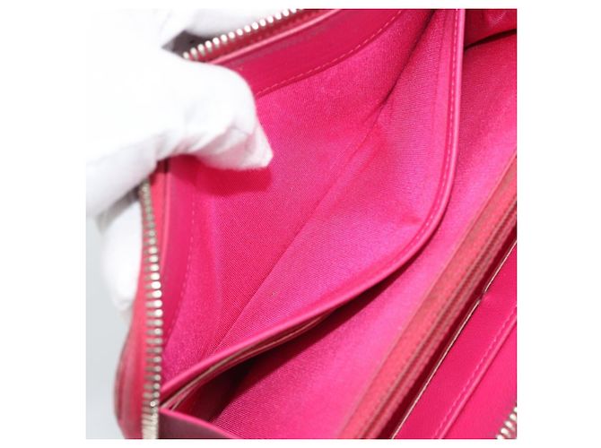 CHANEL Matelassé Long Wallet Lammfell Rosa Silber CC Auth 193166 Pink - Ansicht 22