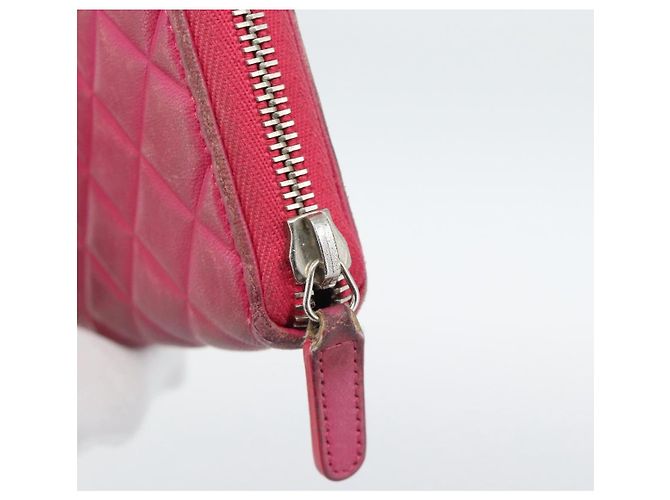 CHANEL Matelassé Long Wallet Lammfell Rosa Silber CC Auth 193166 Pink - Ansicht 8