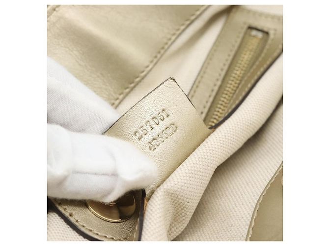 Borsa GUCCI GG Canvas Beige Oro 257061 Auth ka5360V - vista 12