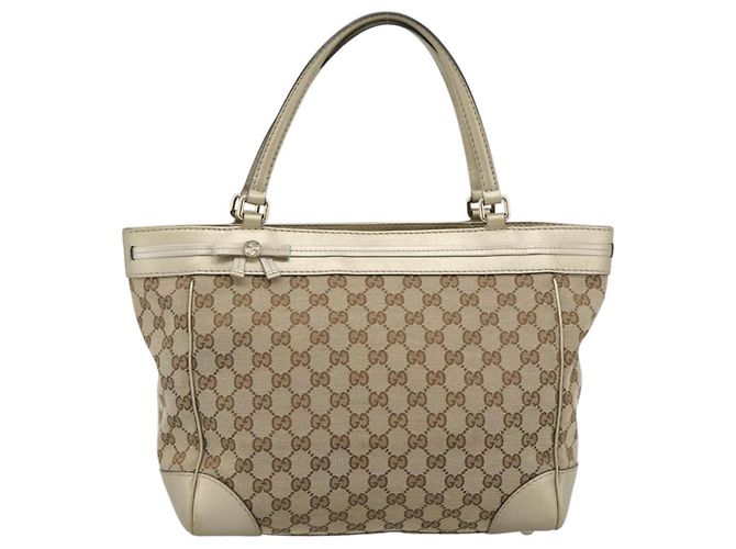 Borsa GUCCI GG Canvas Beige Oro 257061 Auth ka5360V - vista 13