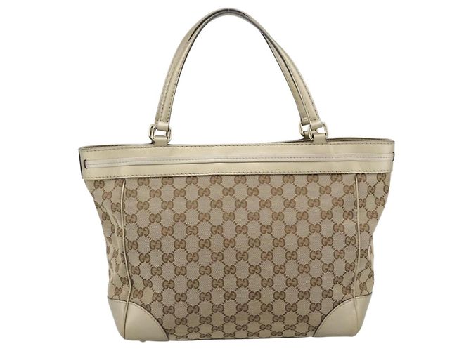 Borsa GUCCI GG Canvas Beige Oro 257061 Auth ka5360V - vista 2