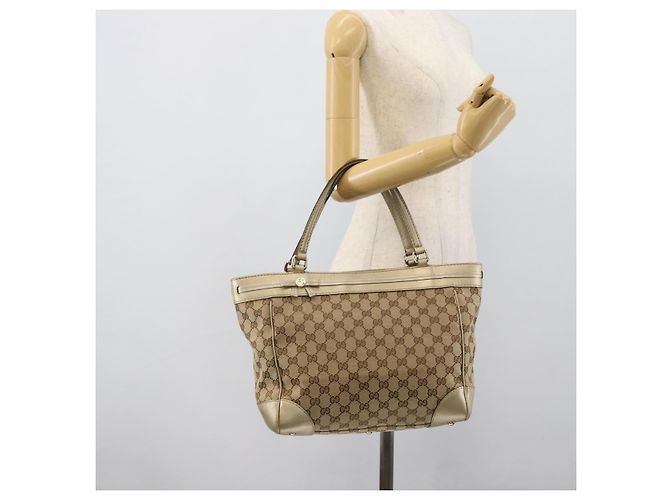 Borsa GUCCI GG Canvas Beige Oro 257061 Auth ka5360V - vista 21