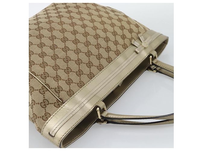 Borsa GUCCI GG Canvas Beige Oro 257061 Auth ka5360V - vista 6
