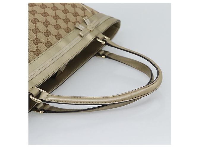 Borsa GUCCI GG Canvas Beige Oro 257061 Auth ka5360V - vista 7