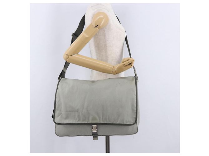 Borsa a tracolla PRADA Sports Line Nylon Grigio Argento Auth hk4002 Marrone - vista 27