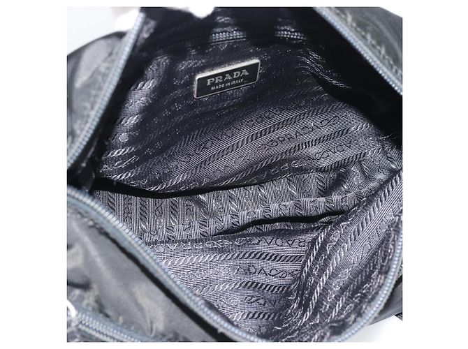 Borsa a Spalla PRADA Nylon Nero Argento Auth hk4001 - vista 11