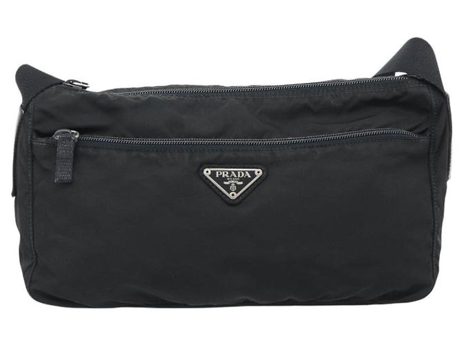 Borsa a Spalla PRADA Nylon Nero Argento Auth hk4001 - vista 13