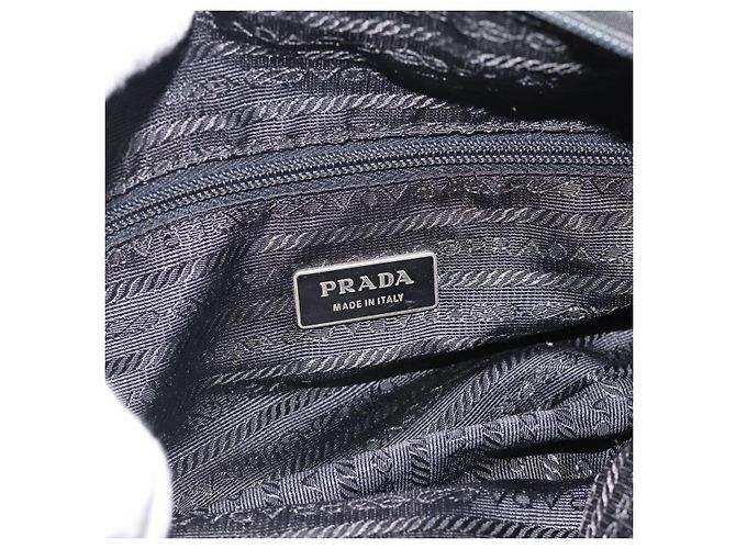 Borsa a Spalla PRADA Nylon Nero Argento Auth hk4001 - vista 19