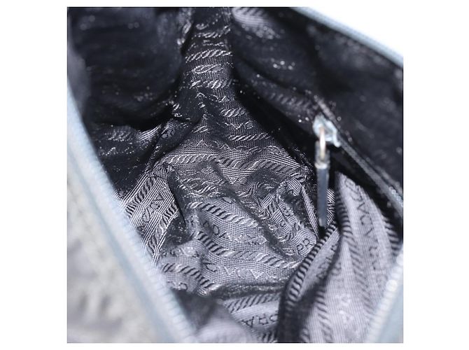Borsa a Spalla PRADA Nylon Nero Argento Auth hk4001 - vista 22