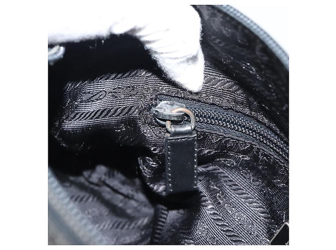 Borsa a Spalla PRADA Nylon Nero Argento Auth hk4001 - vista 23