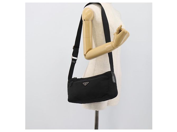 Borsa a Spalla PRADA Nylon Nero Argento Auth hk4001 - vista 25
